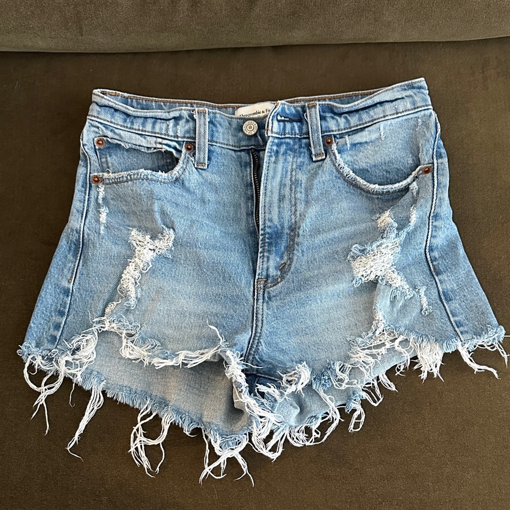 Abercrombie & Fitch Light Blue Distressed Jean Shorts